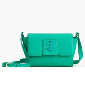 Talbots Green Turquoise Pebble Genuine Leather Crossbody Handbag Purse